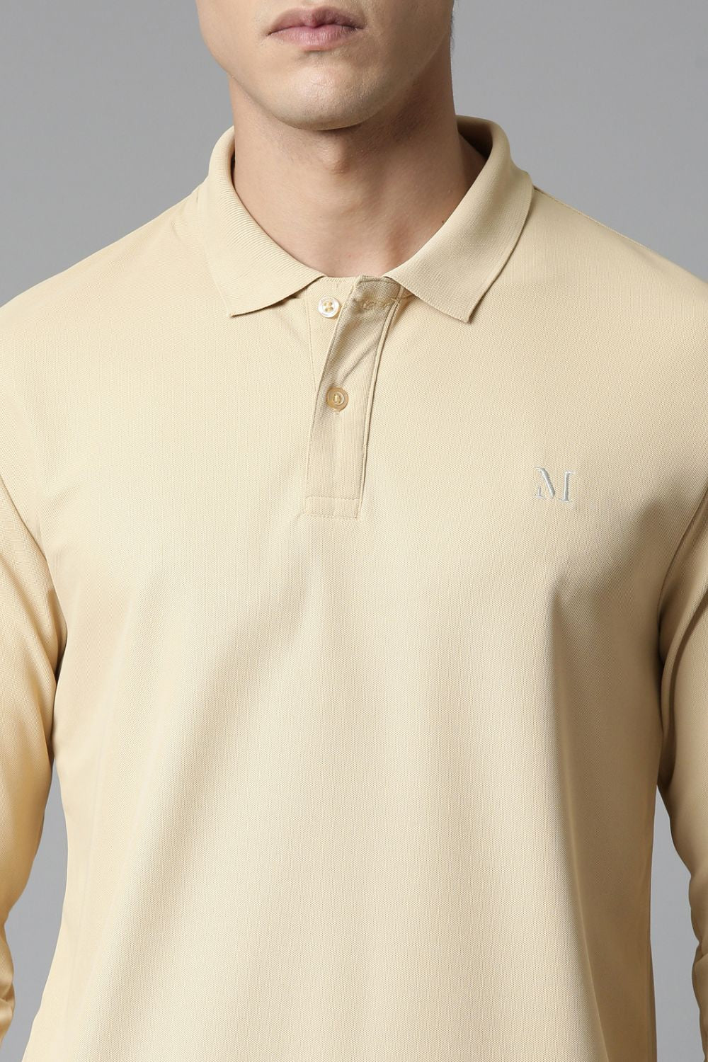 Bisque Full Sleeve Smart Tech Polo
