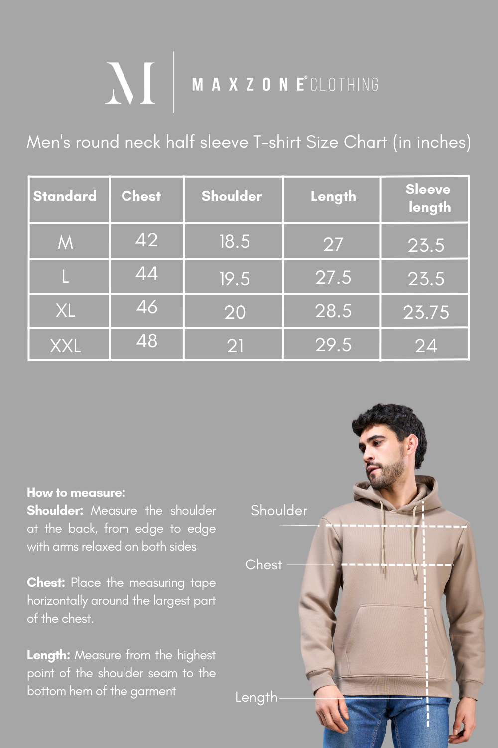 LT.Grey Hoodie Hoodies Maxzone Clothing