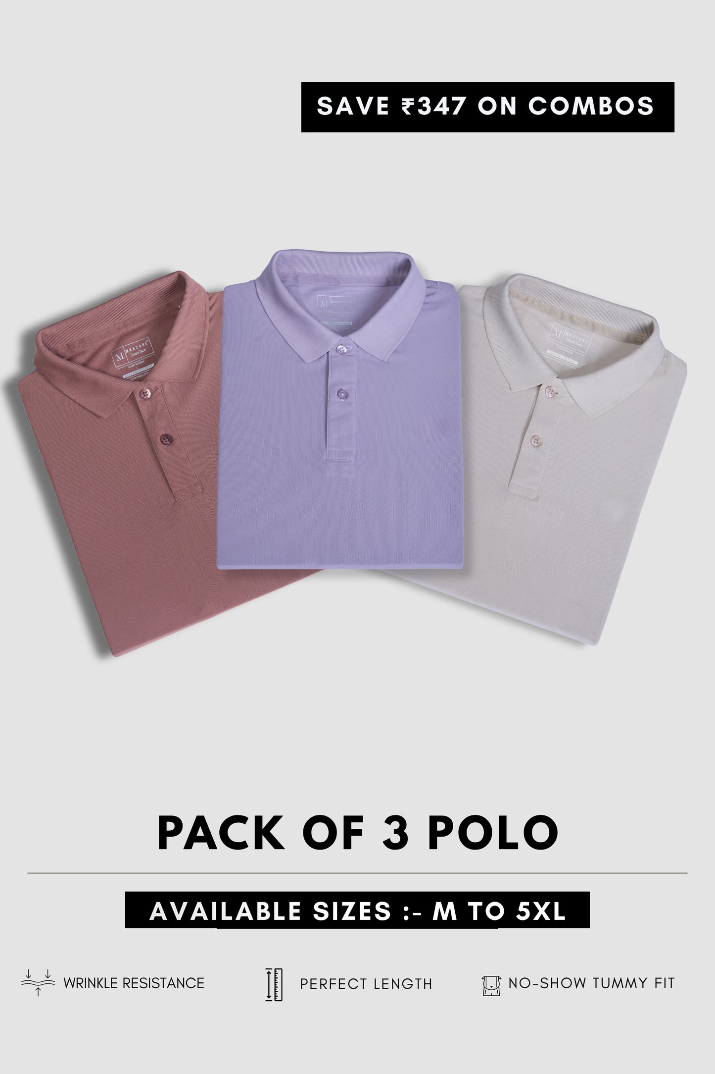 Smart Tech Polo Combo of 3 T-shirt