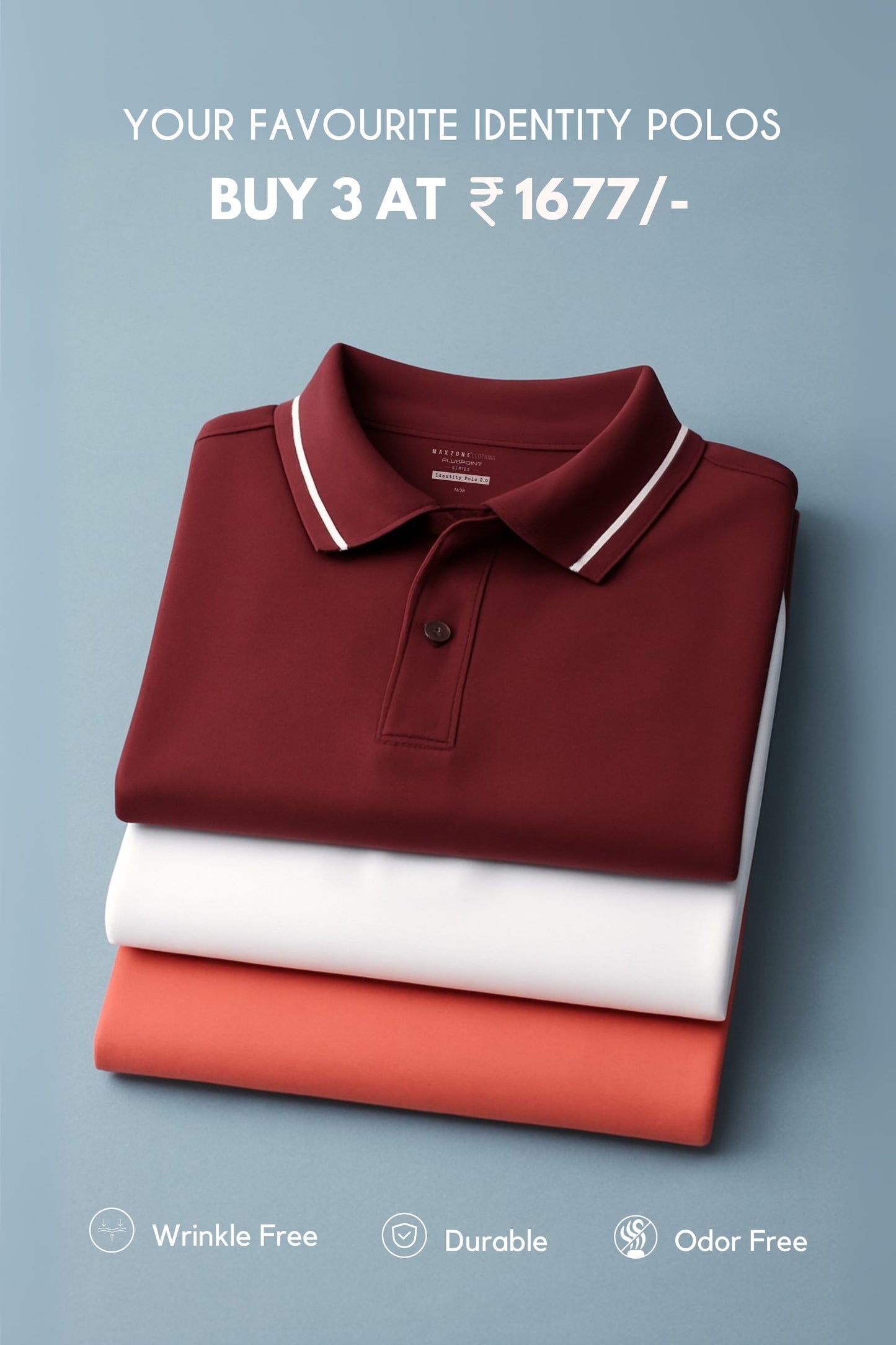 Identity Polo 2.0 Combo of 3 T-shirt