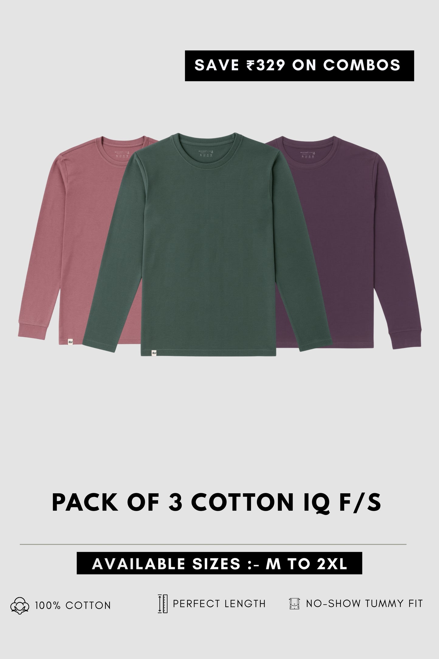 Cotton IQ Full Sleeve Combo of 3 T-shirt