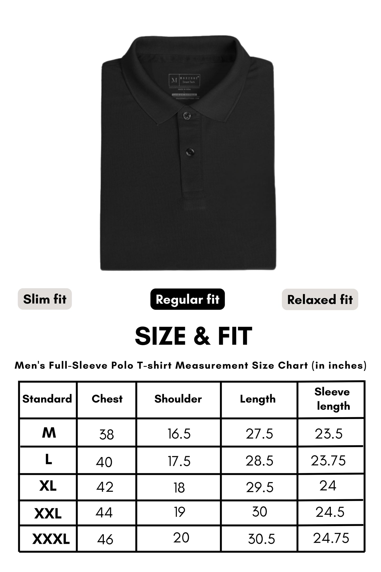 Black Full Sleeve Smart Tech Polo