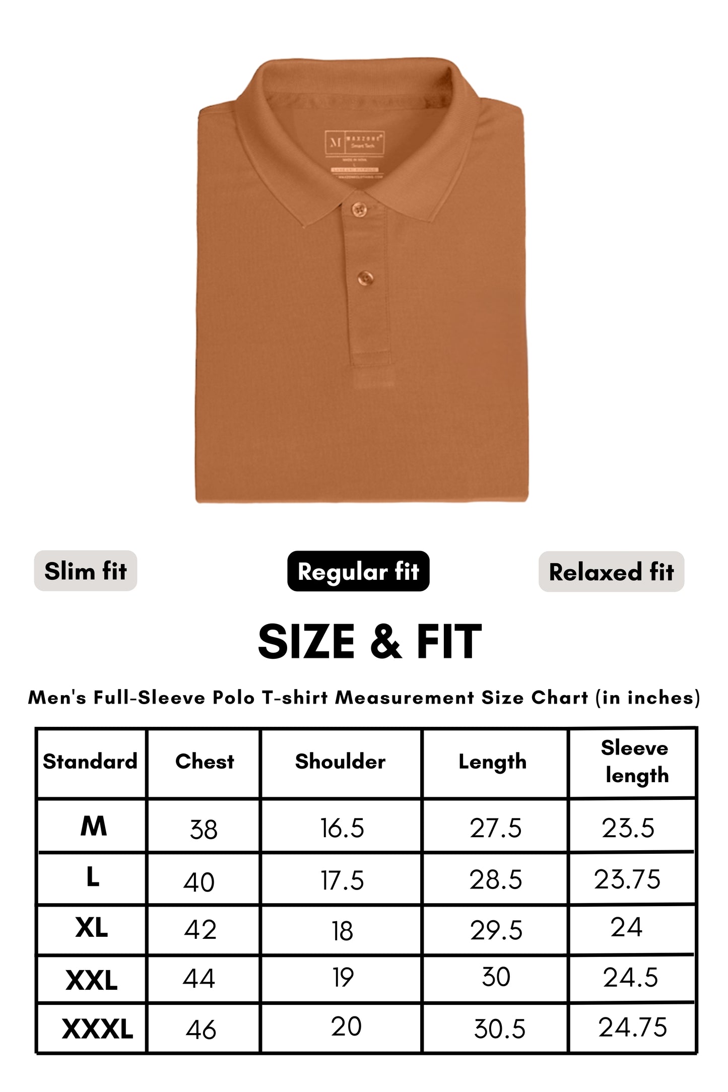 Caramel Full Sleeve Smart Tech Polo