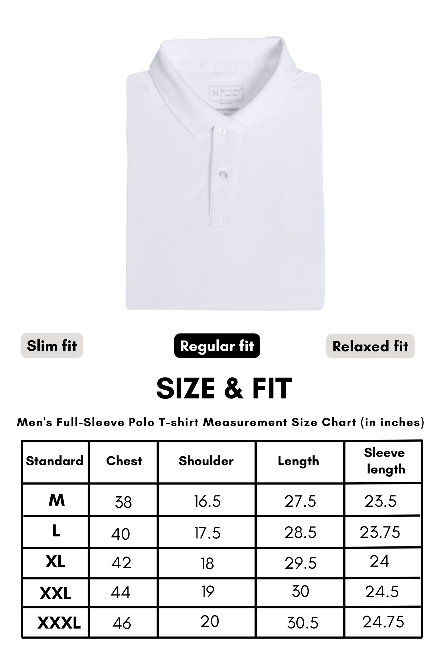 White Full Sleeve Smart Tech Polo