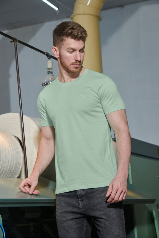 Green colored solid t-shirt for men from vibgyor series.