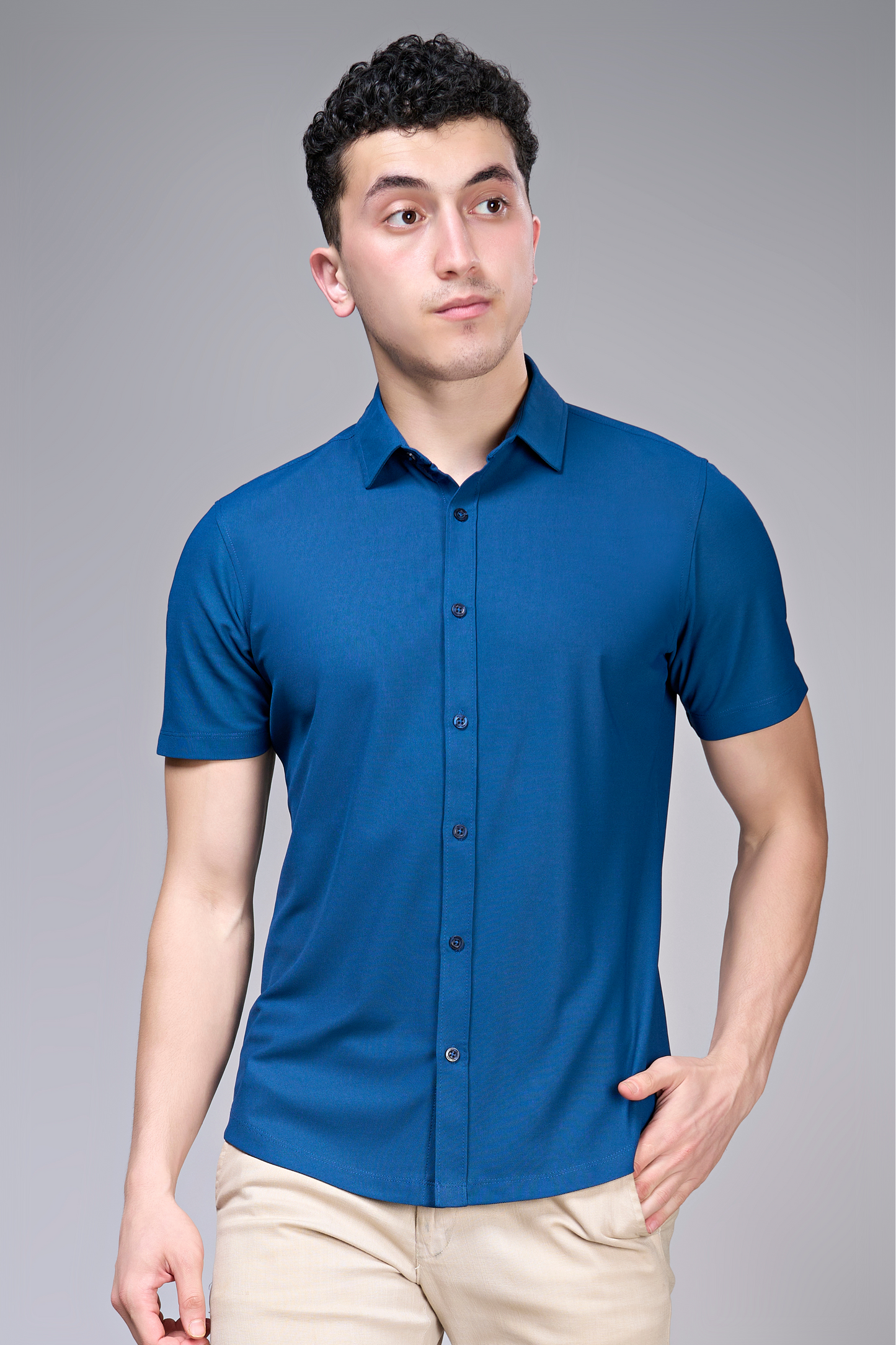 Teal Navy Smart Tech Shirt Shirts Maxzone Clothing