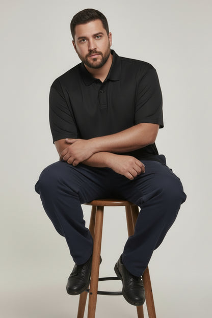 Black - Smart Tech Polo Plus Size