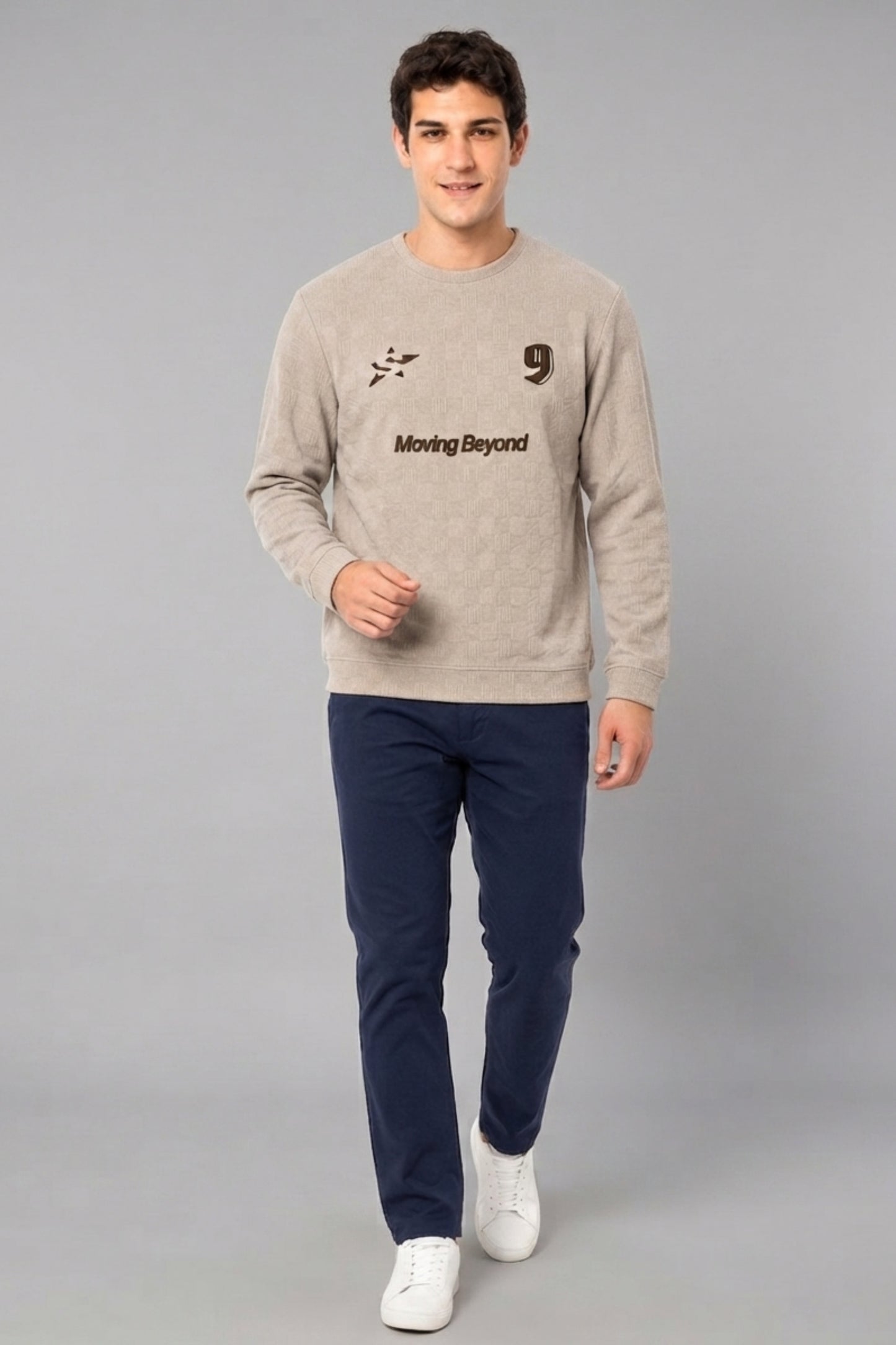 Beige - Luxe Grid Sweatshirt