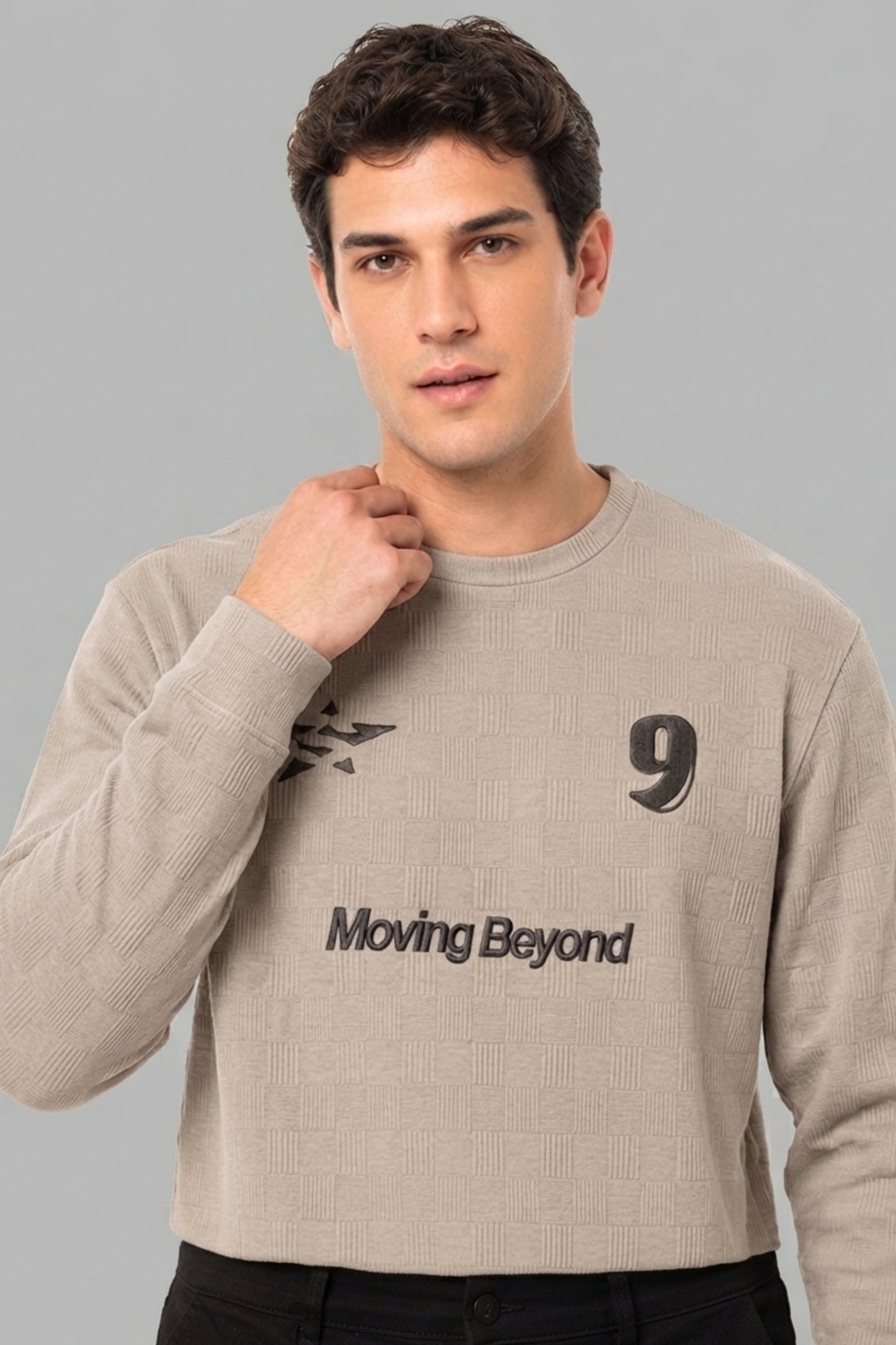Beige - Luxe Grid Sweatshirt