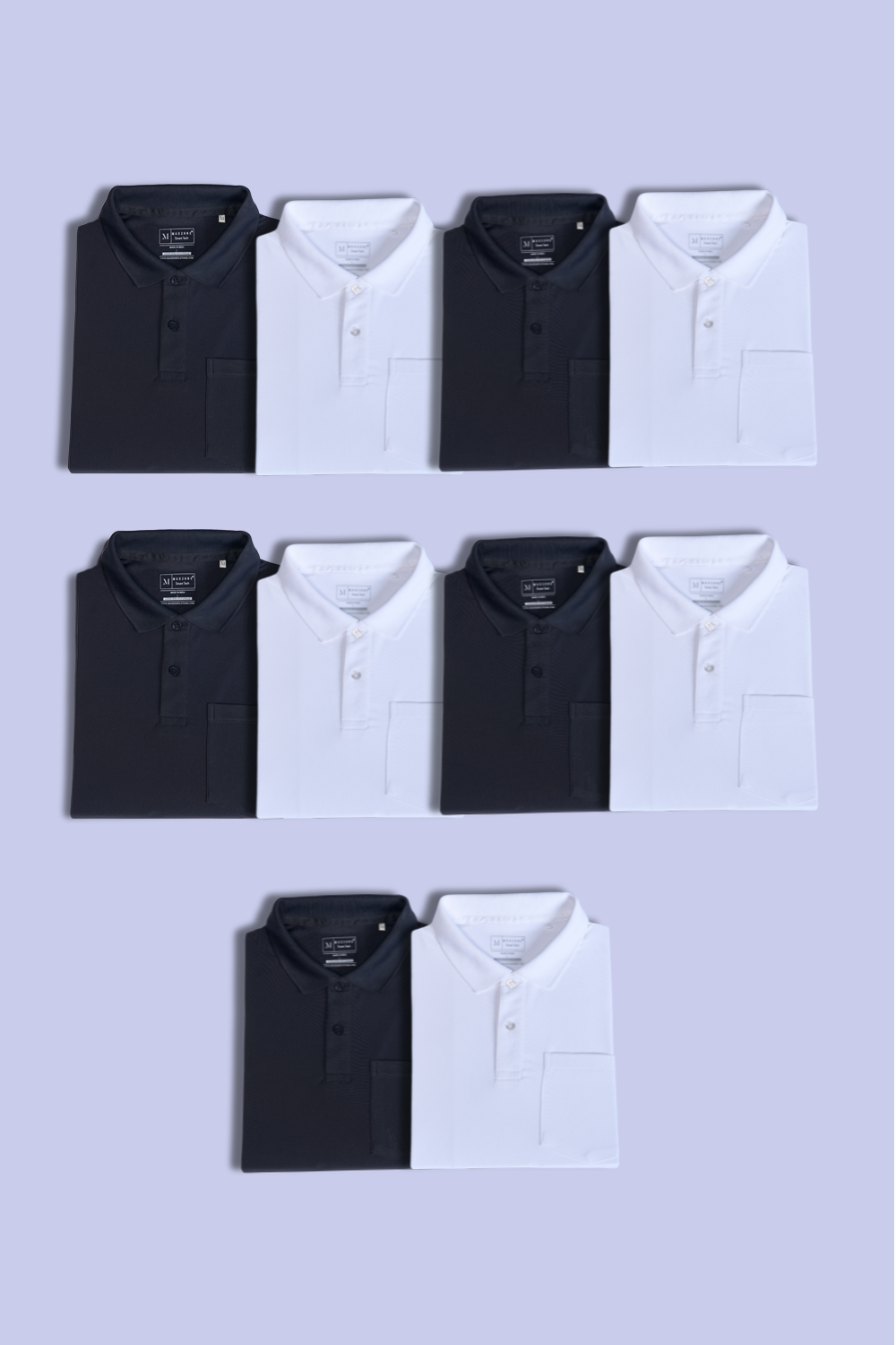 Black & White Pocket + Polos Pack Of 10  Maxzone Clothing L  