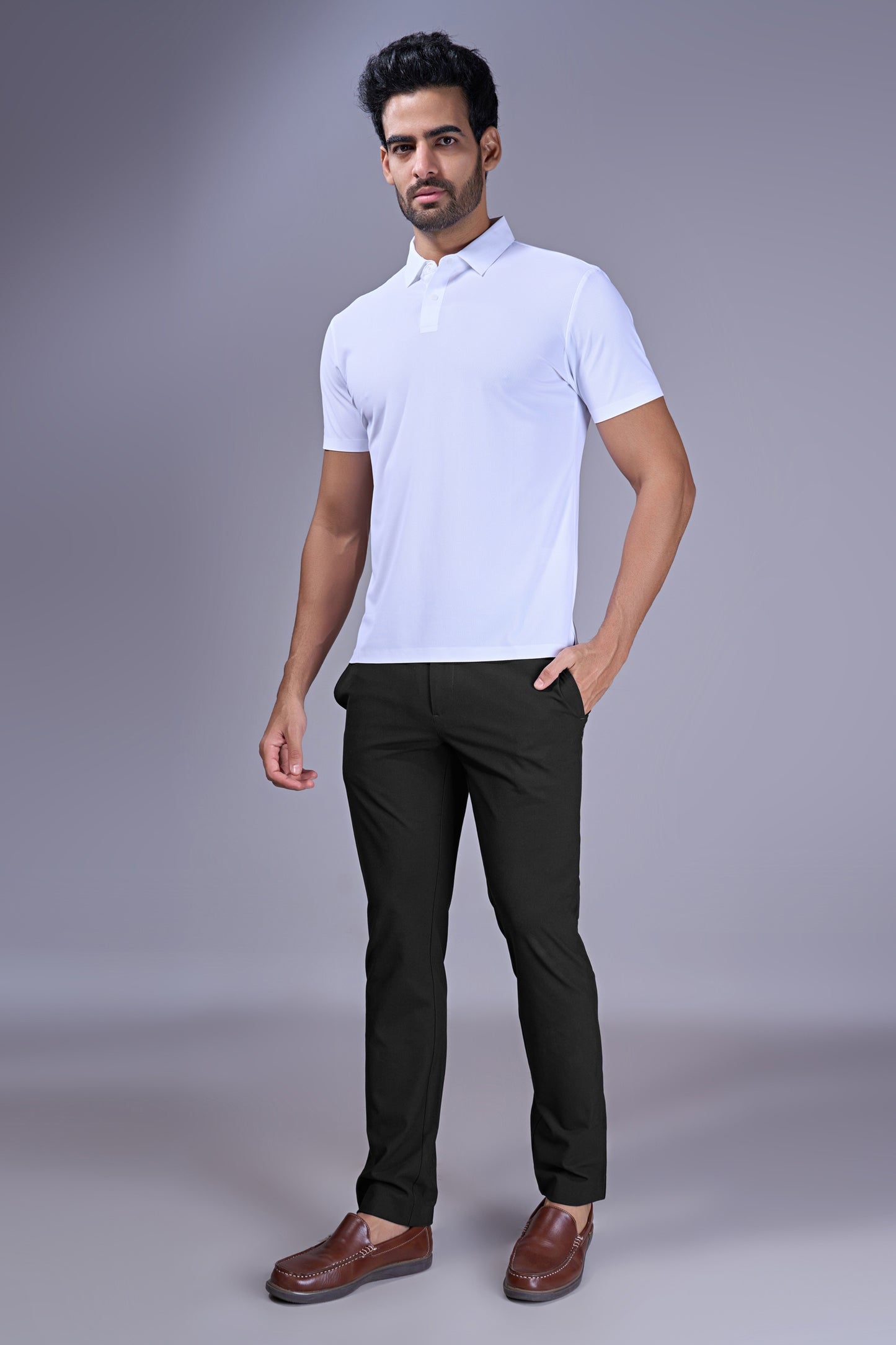 White - 2 Button Stitchless Polo