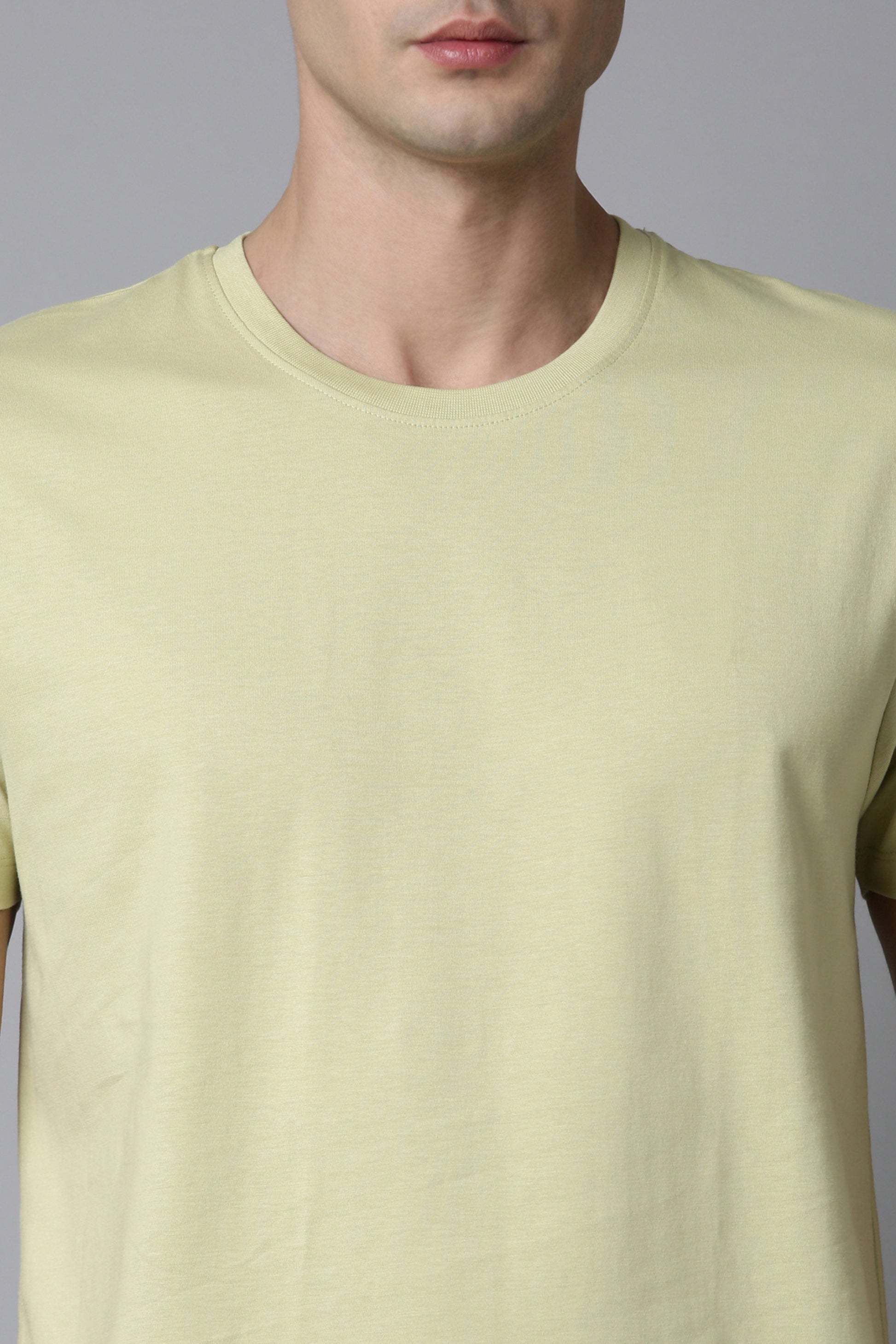 Pastel Yellow Cotton IQ Basics T-SHIRT Maxzone Clothing