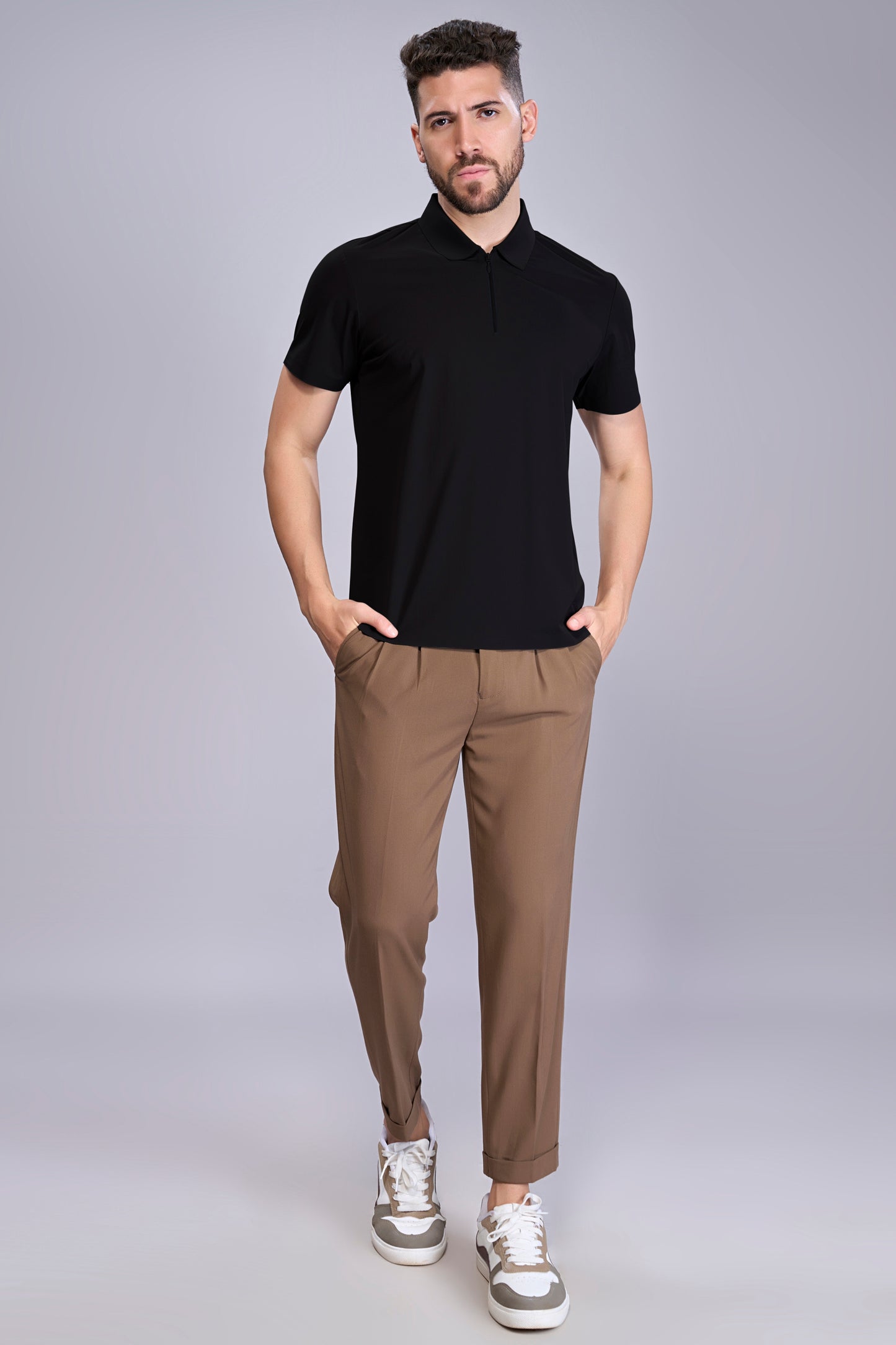 Black - Stitchless Zip Polo T-shirt