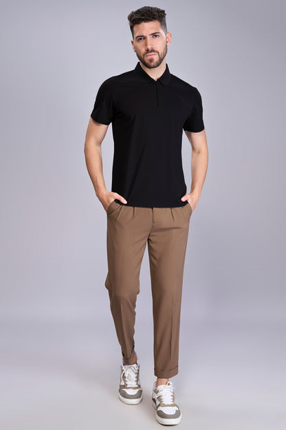 Black - Stitchless Zip Polo T-shirt