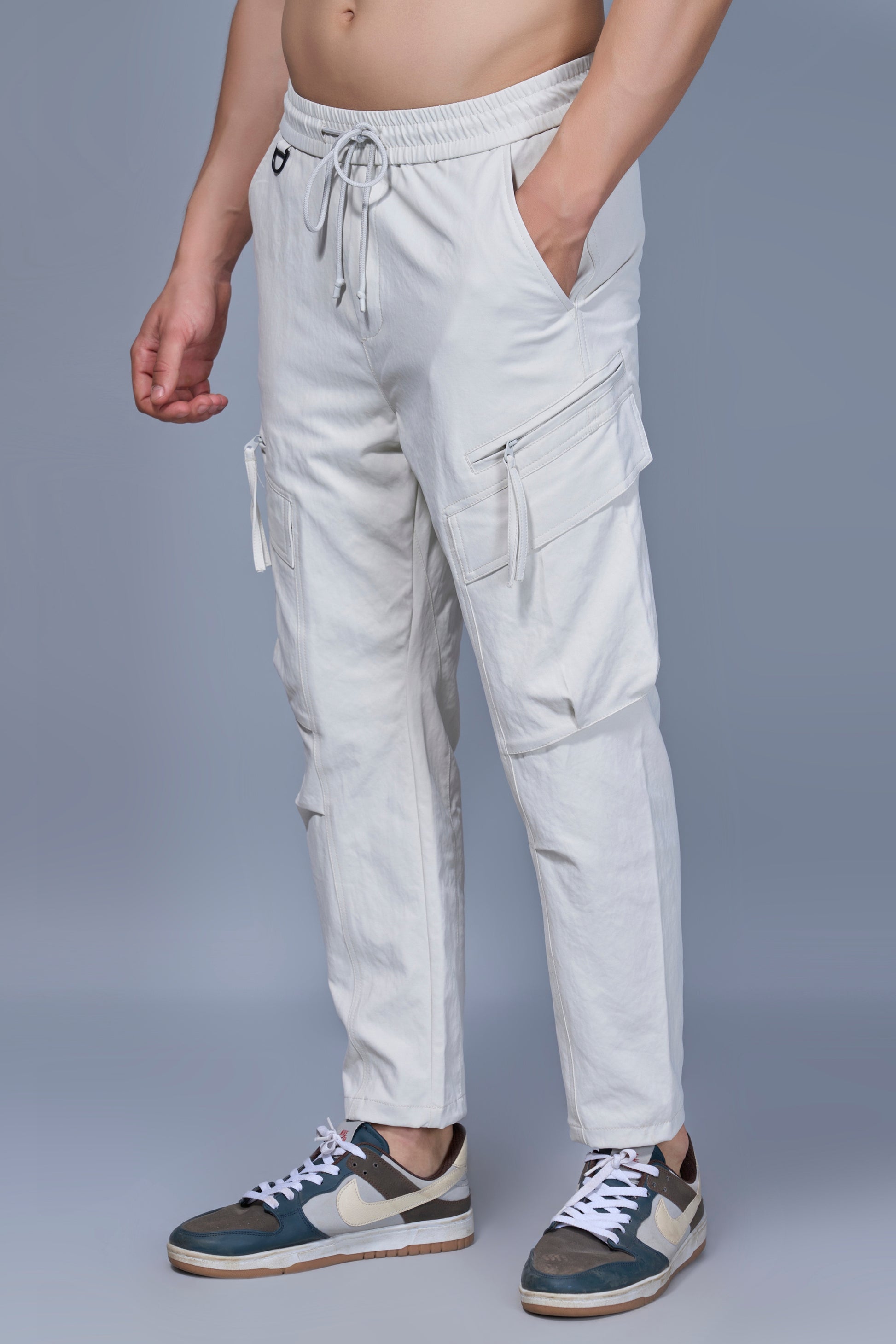 White Korean Cargo Maxzone Clothing