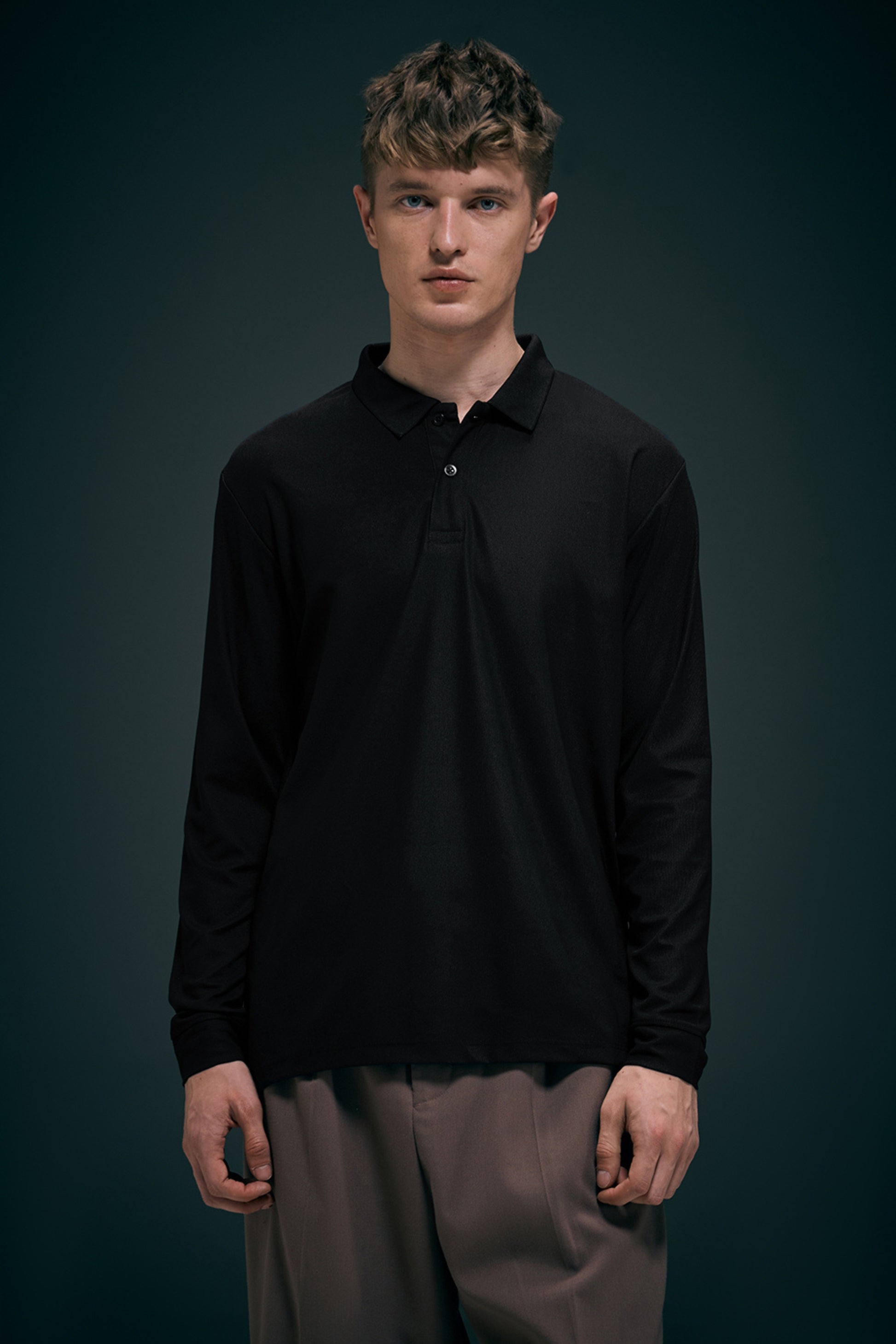 Black Full Sleeve Smart Tech Polo Full Sleeve T-Shirt Maxzone Clothing