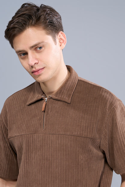 Cappuccino - Old Money Zip Polo Maxzone Clothing