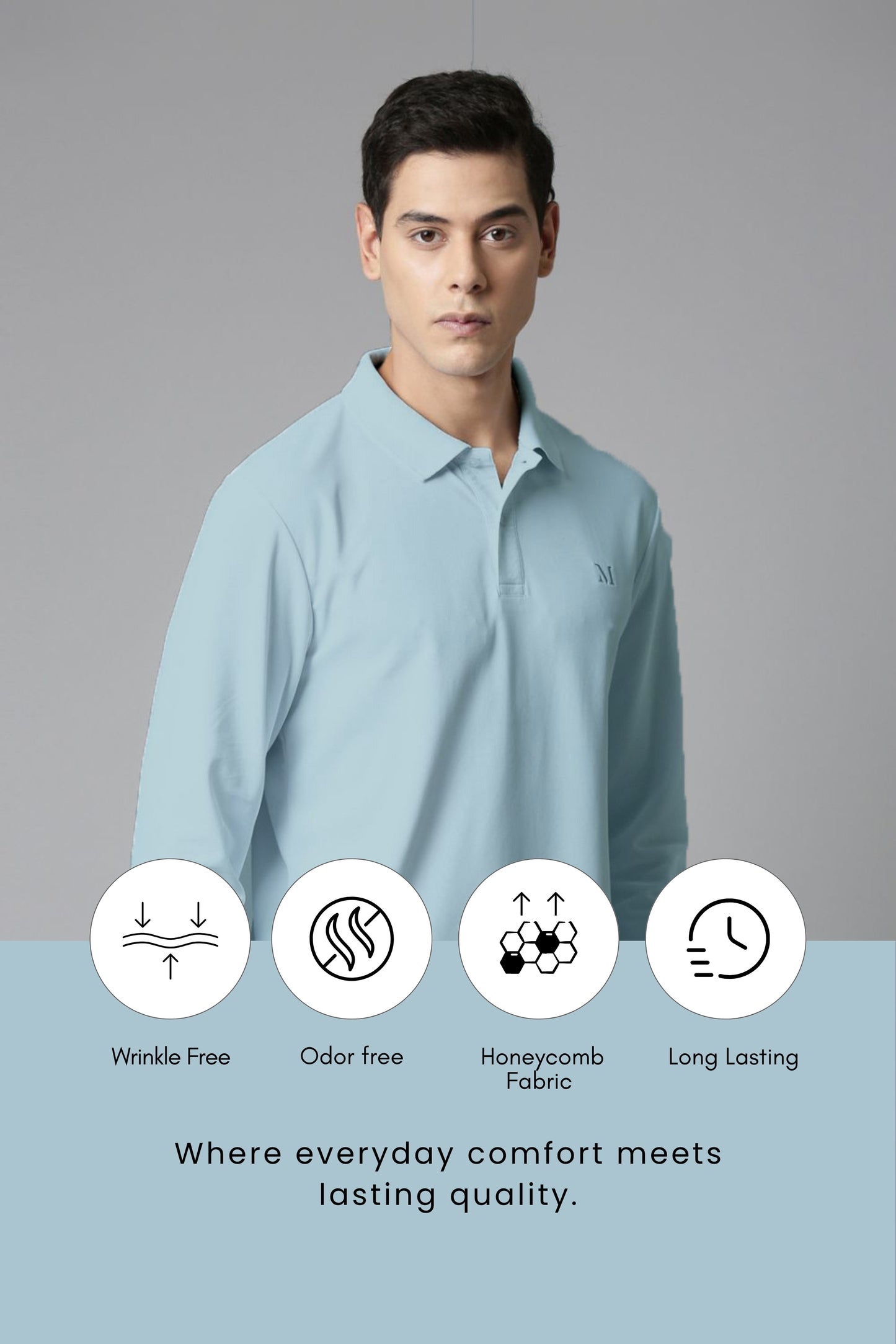 Sea Foam Full Sleeve Smart Tech Polo