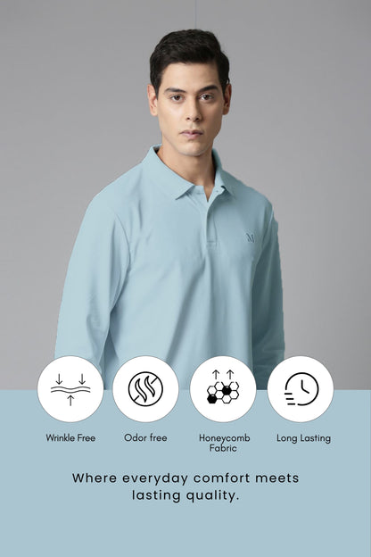 Sea Foam Full Sleeve Smart Tech Polo