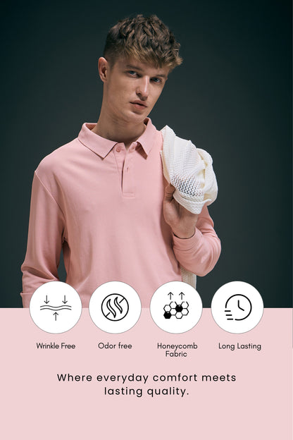 Mauve Full Sleeve Smart Tech Polo