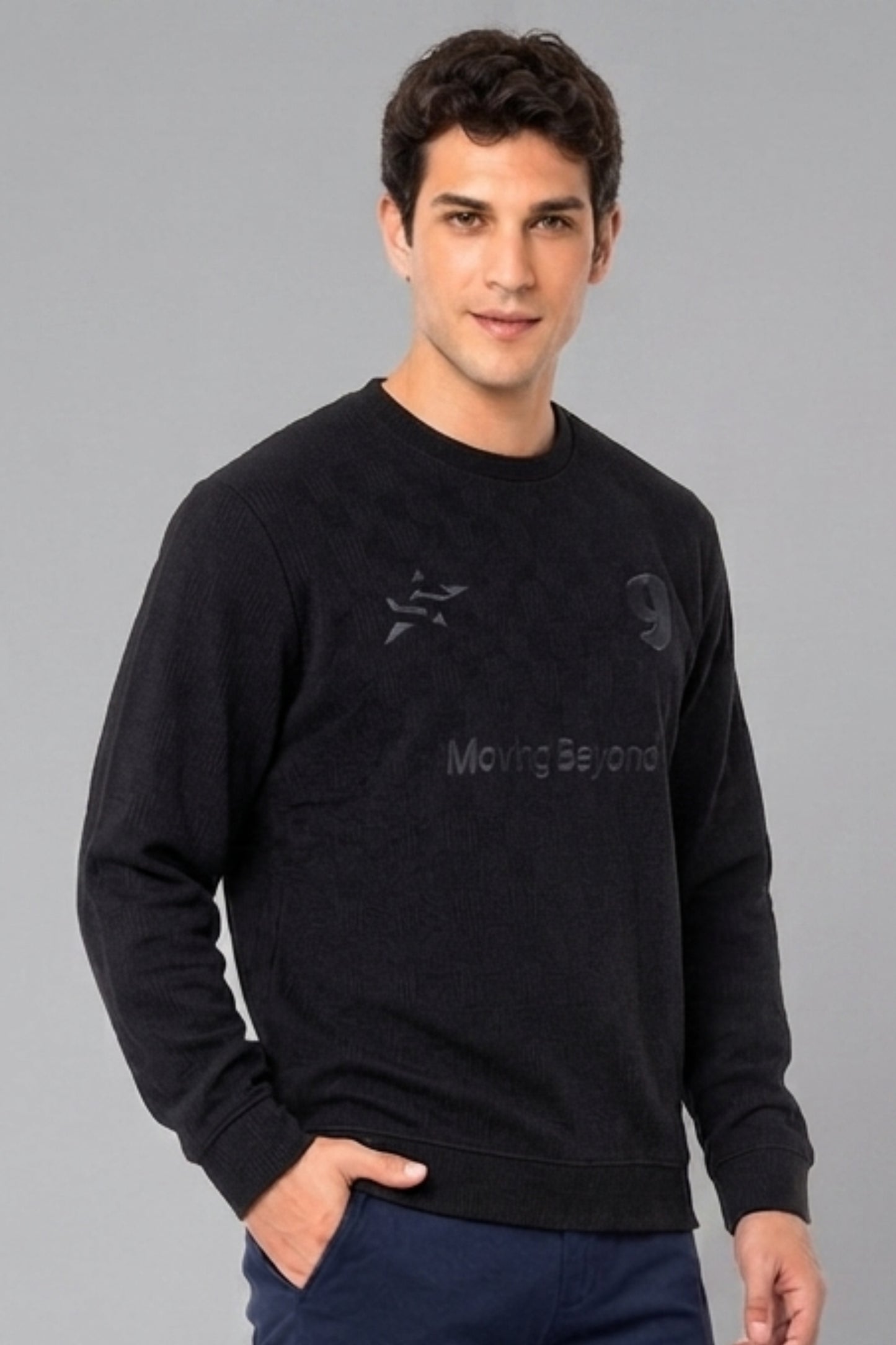 Black - Luxe Grid Sweatshirt