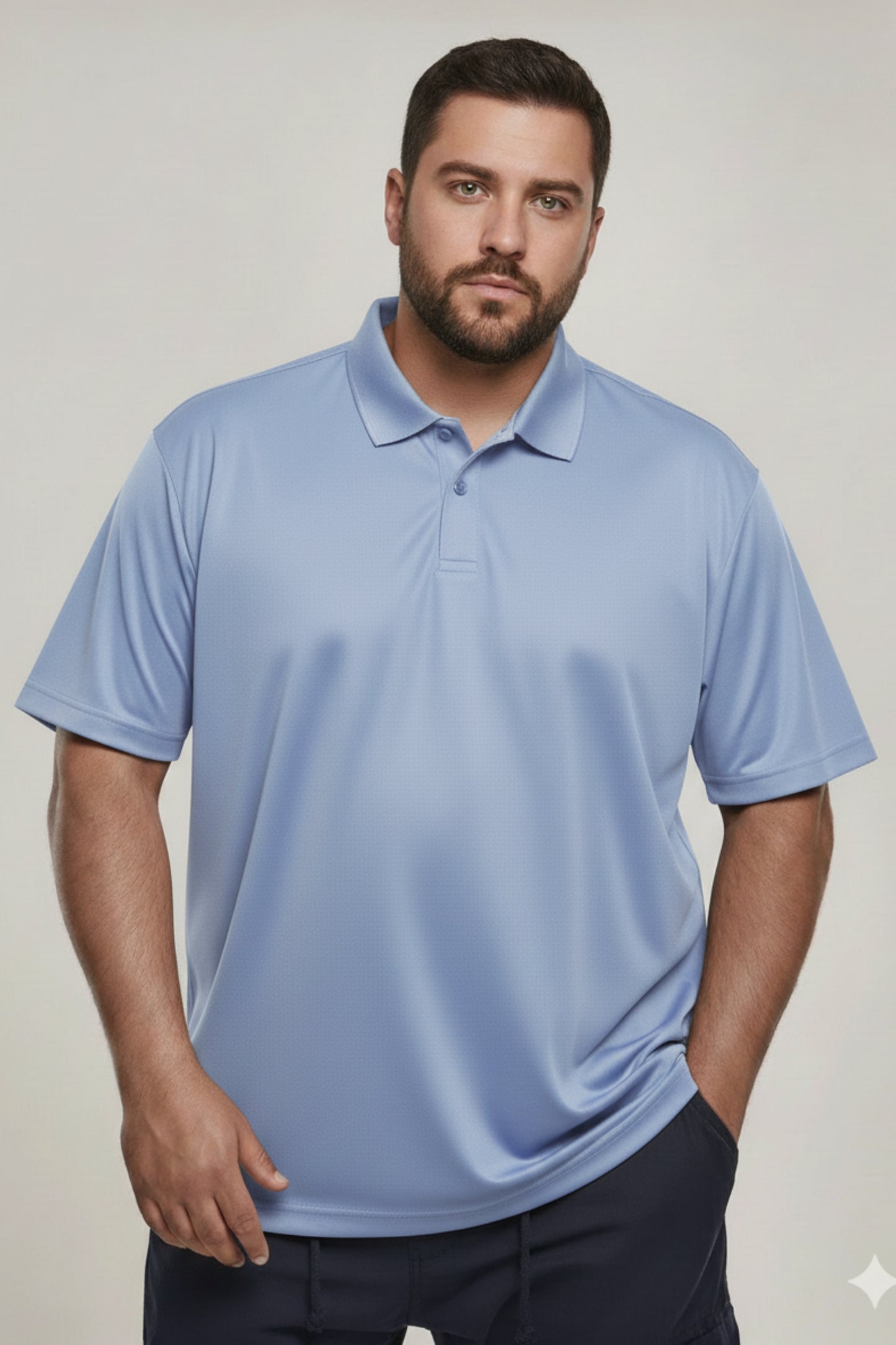 Ice Blue - Smart Tech Polo Plus Size