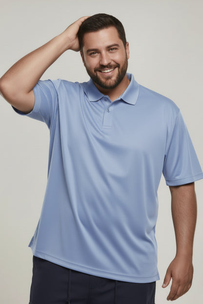 Ice Blue - Smart Tech Polo Plus Size