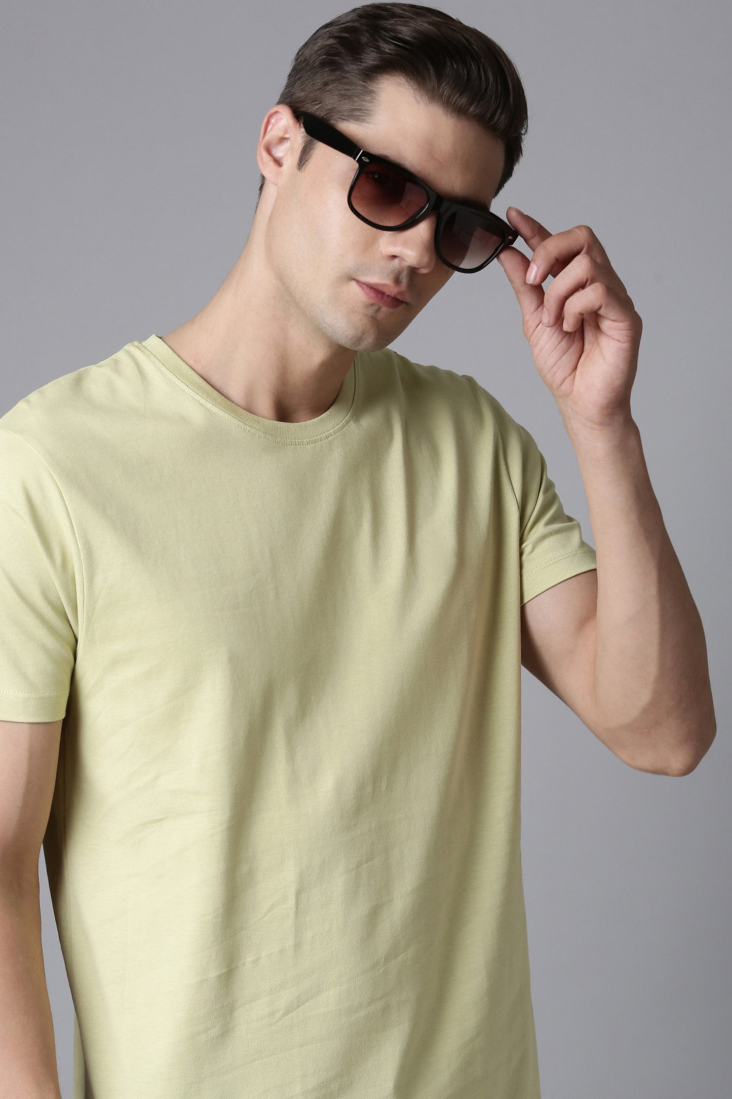 Pastel Yellow Cotton IQ Basics T-SHIRT Maxzone Clothing