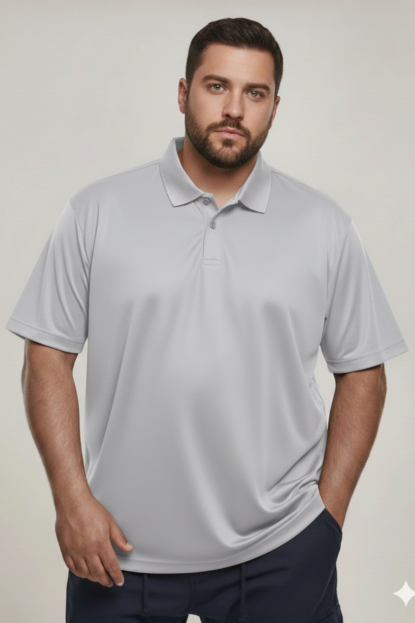 Grey - Smart Tech Polo Plus Size