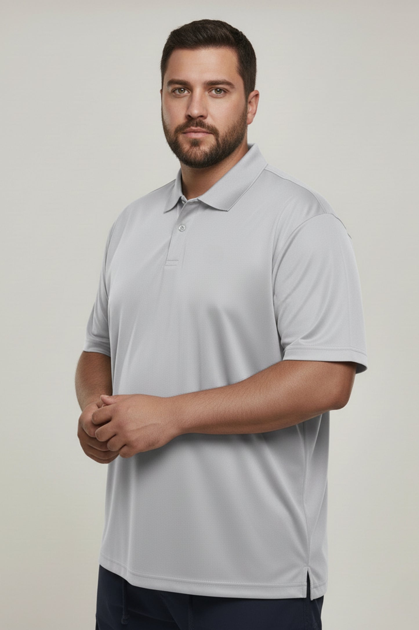 Grey - Smart Tech Polo Plus Size