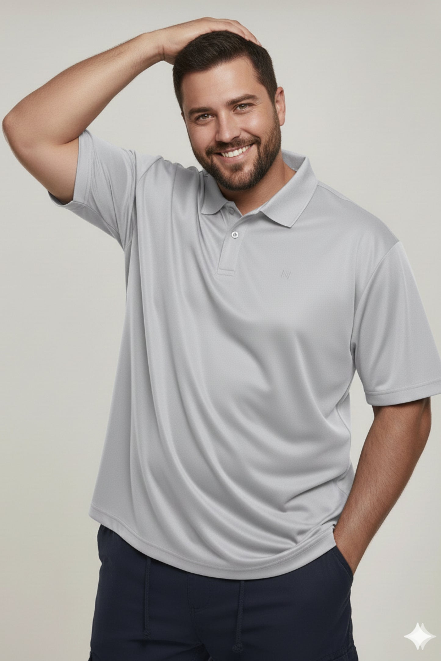 Grey - Smart Tech Polo Plus Size