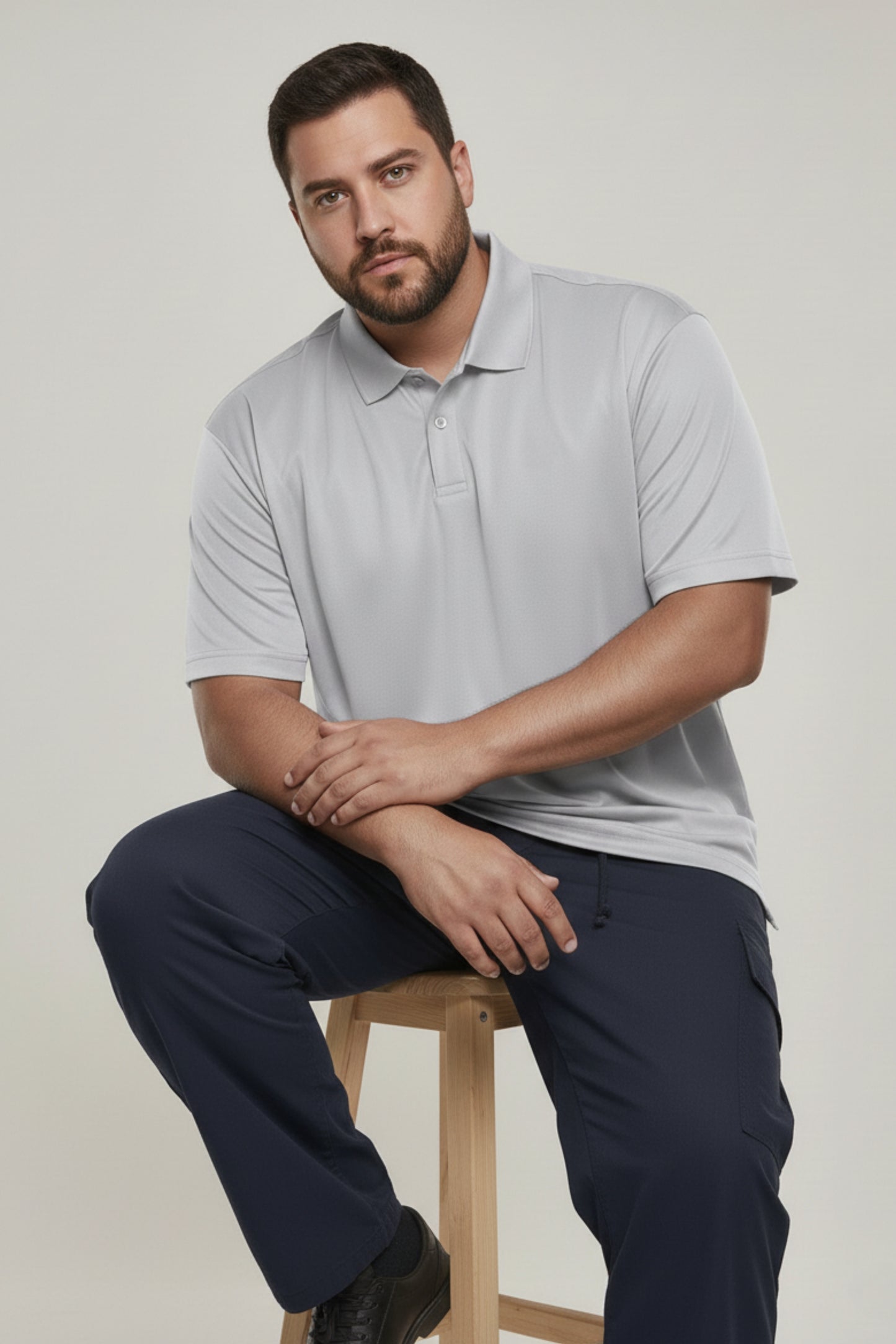 Grey - Smart Tech Polo Plus Size