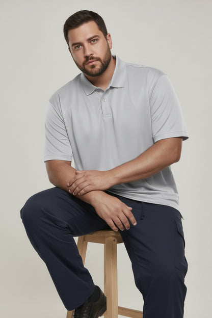 Grey - Smart Tech Polo Plus Size
