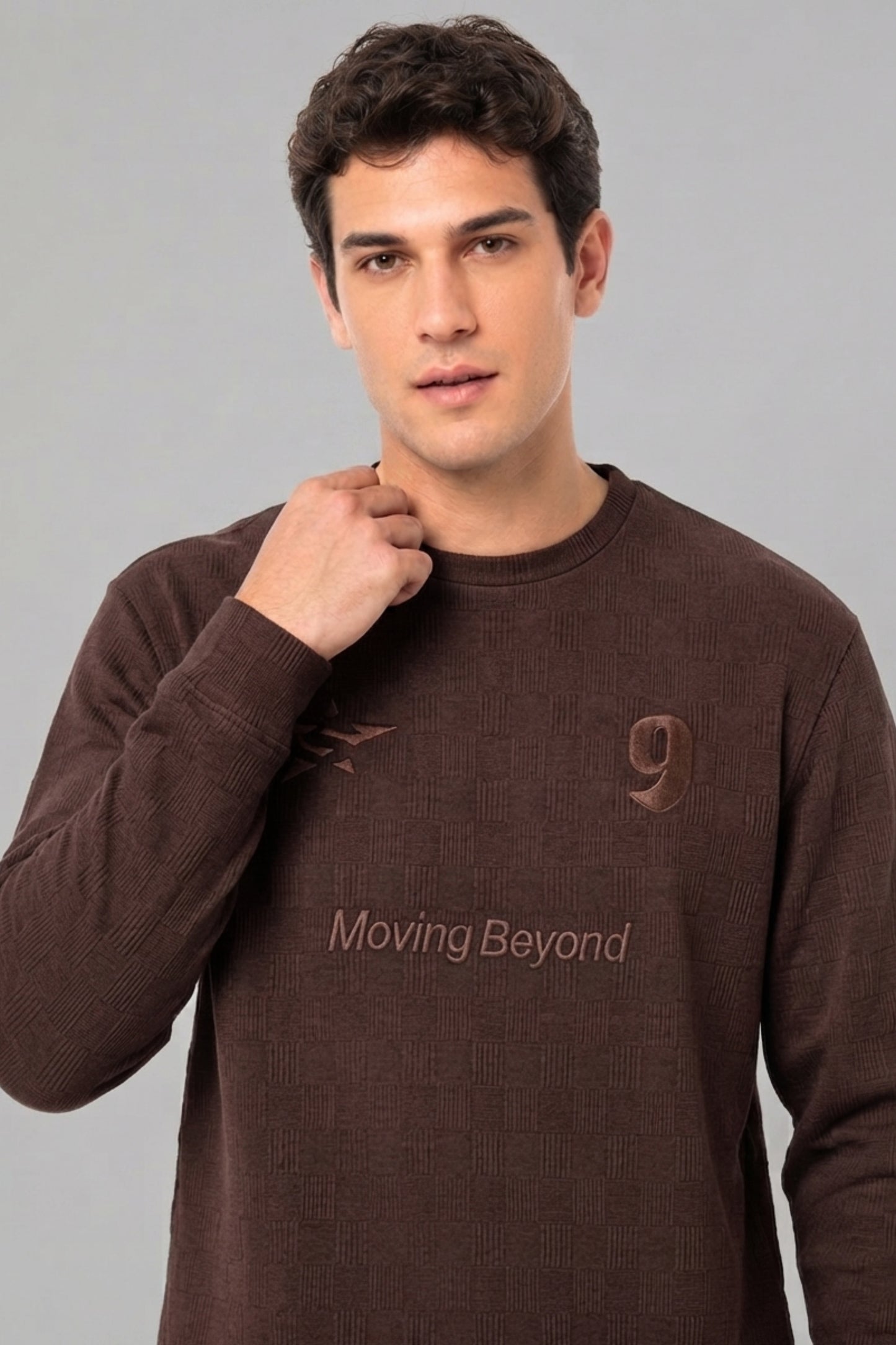 Hot Brown - Luxe Grid Sweatshirt
