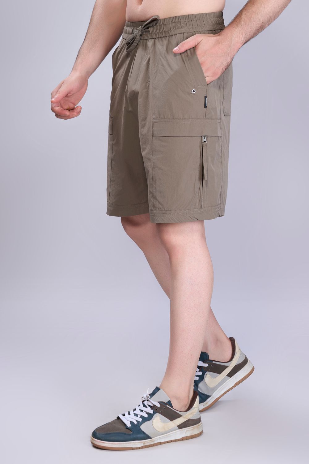 Olive  -  Cargo Zip Pocket Shorts