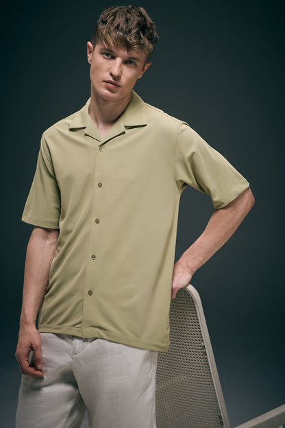 Sage Green Cuban Shirt Maxzone Clothing M