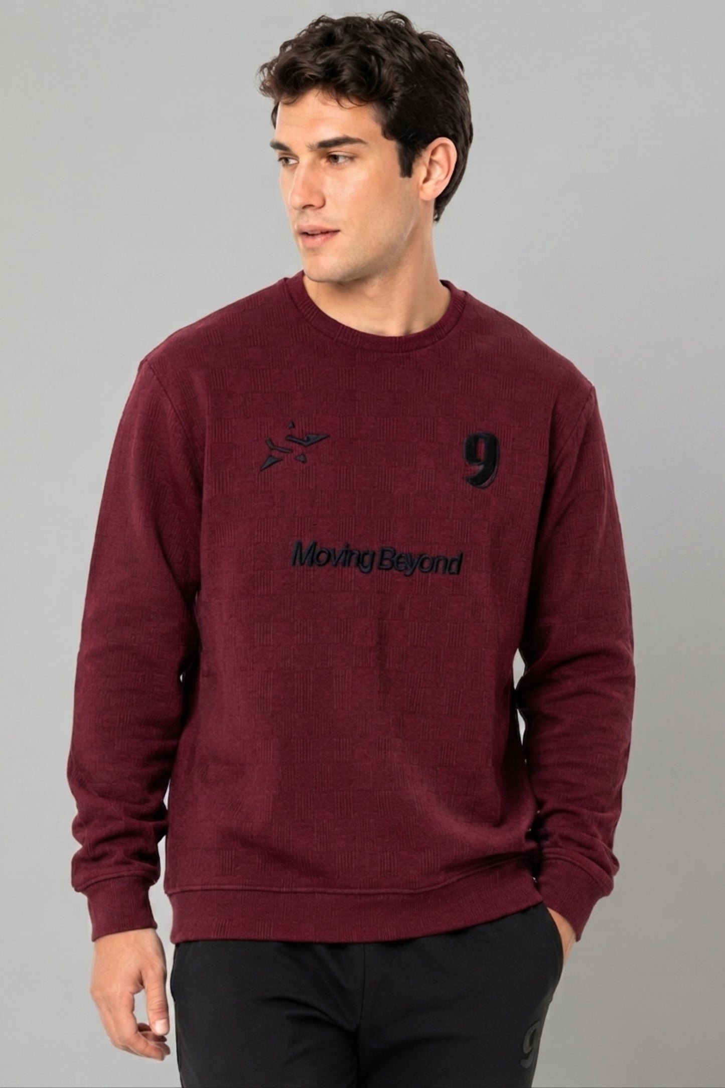 Maroon - Luxe Grid Sweatshirt
