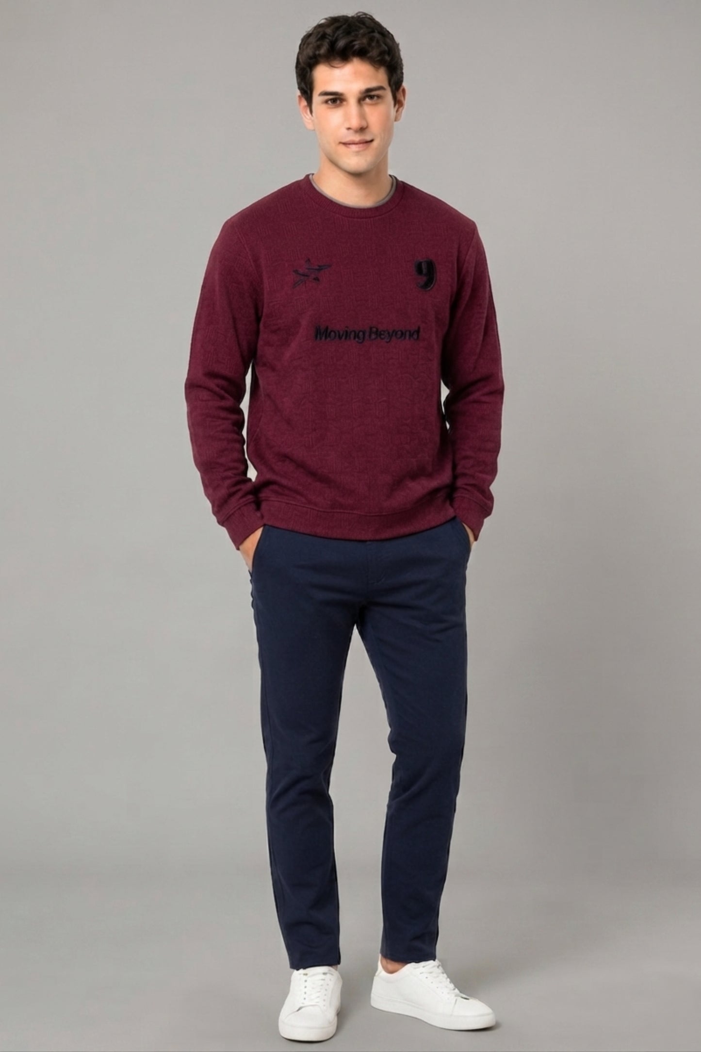 Maroon - Luxe Grid Sweatshirt