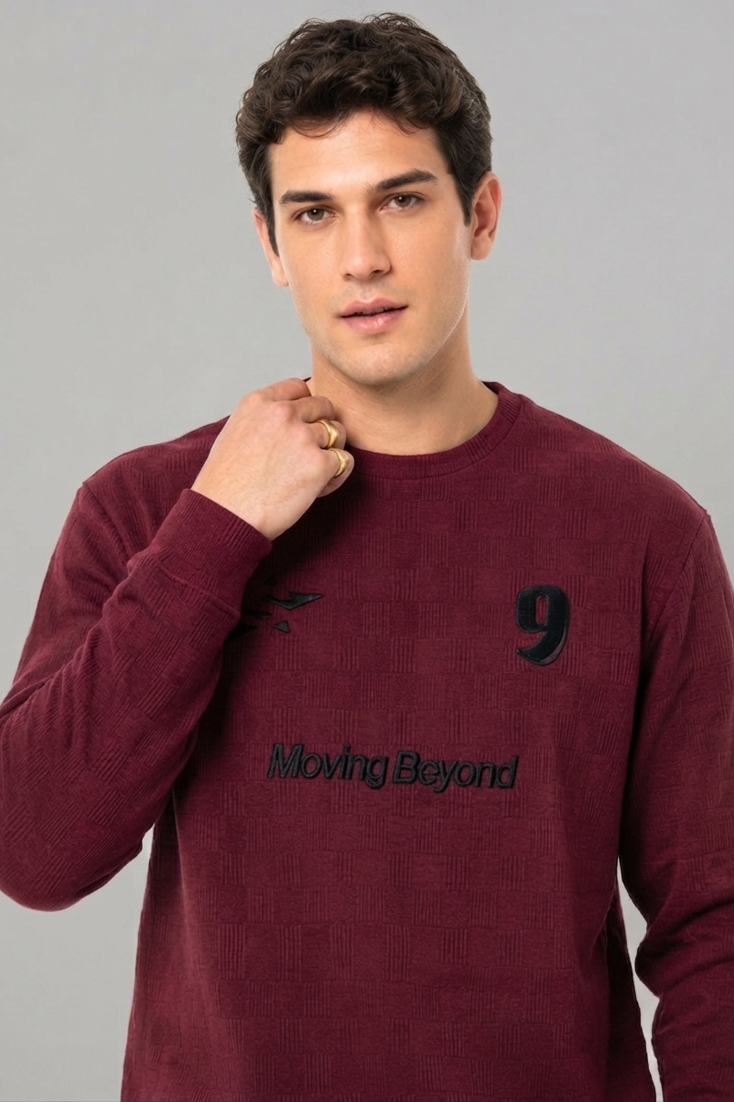 Maroon - Luxe Grid Sweatshirt