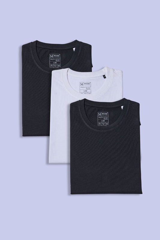 W&B T-Shirt Combo -3PCS PACK T-shirts Maxzone Clothing S  