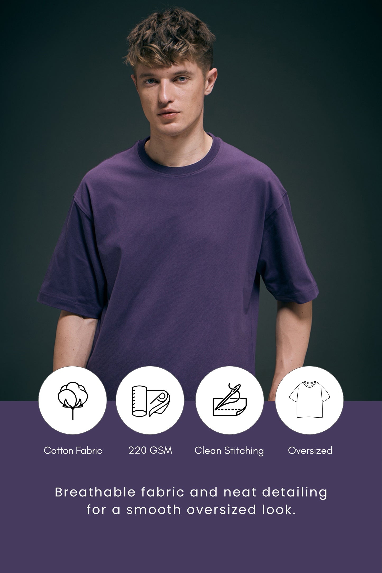 Rich Violet - Oversized drop shoulder