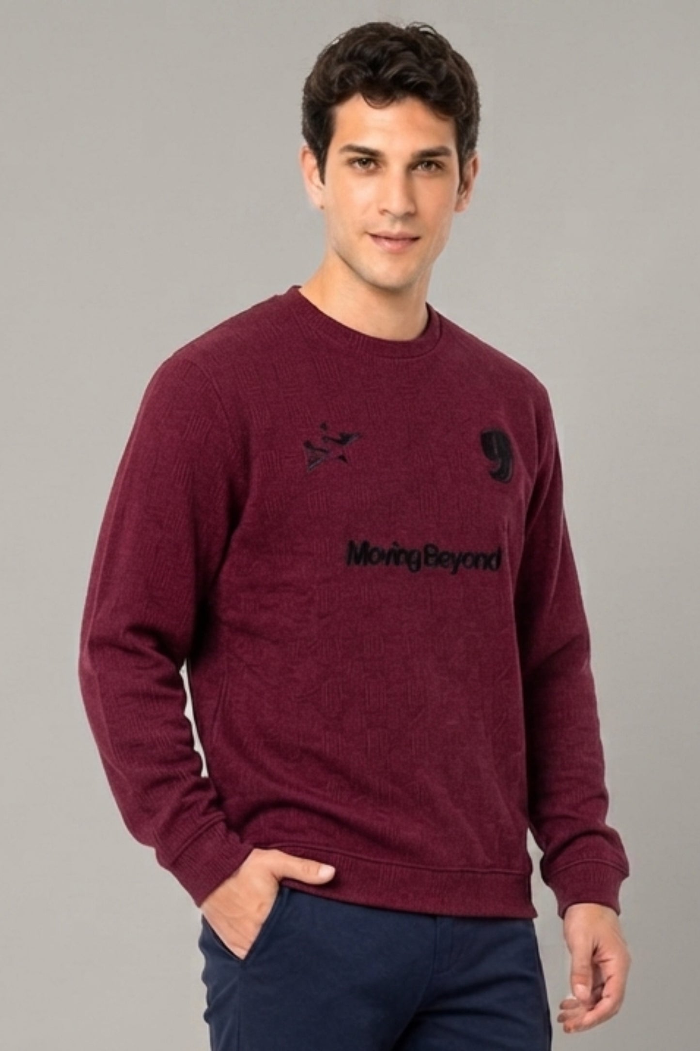 Maroon - Luxe Grid Sweatshirt