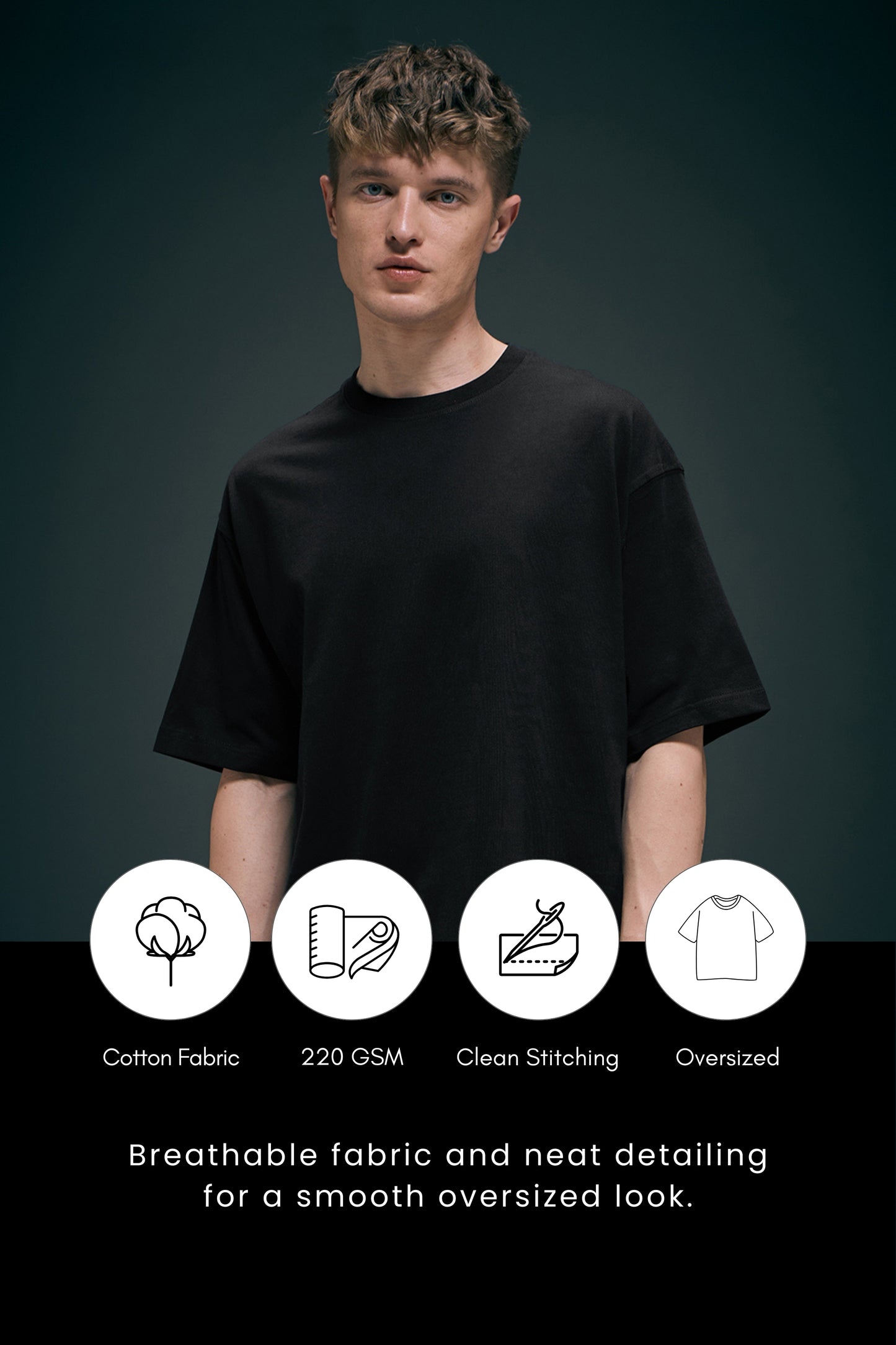 Black - Oversized drop shoulder