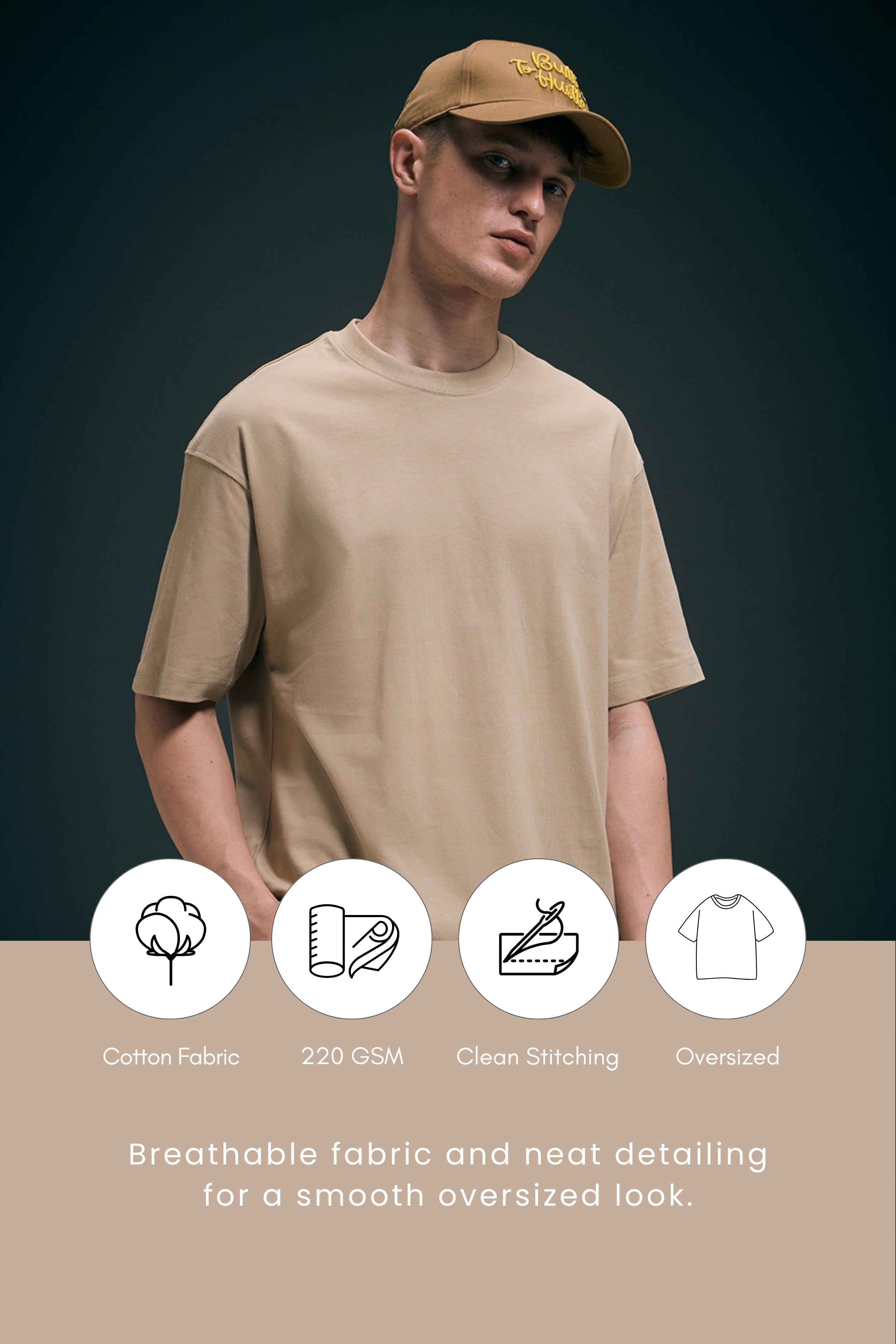 Beige - Oversized drop shoulder – Maxzone Clothing