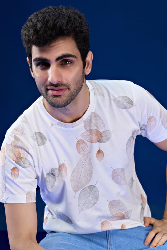 White - AOP Round Neck T-shirt