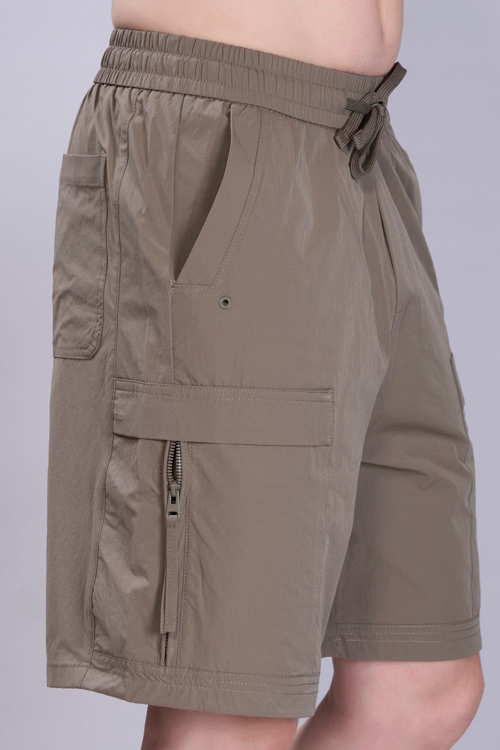 Olive  -  Cargo Zip Pocket Shorts