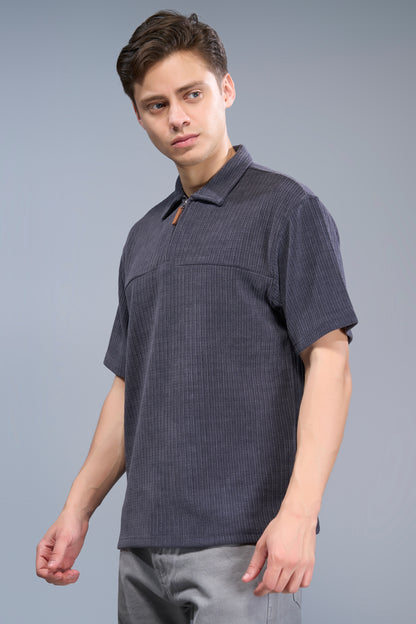 German Grey - Old Money Zip Polo Maxzone Clothing