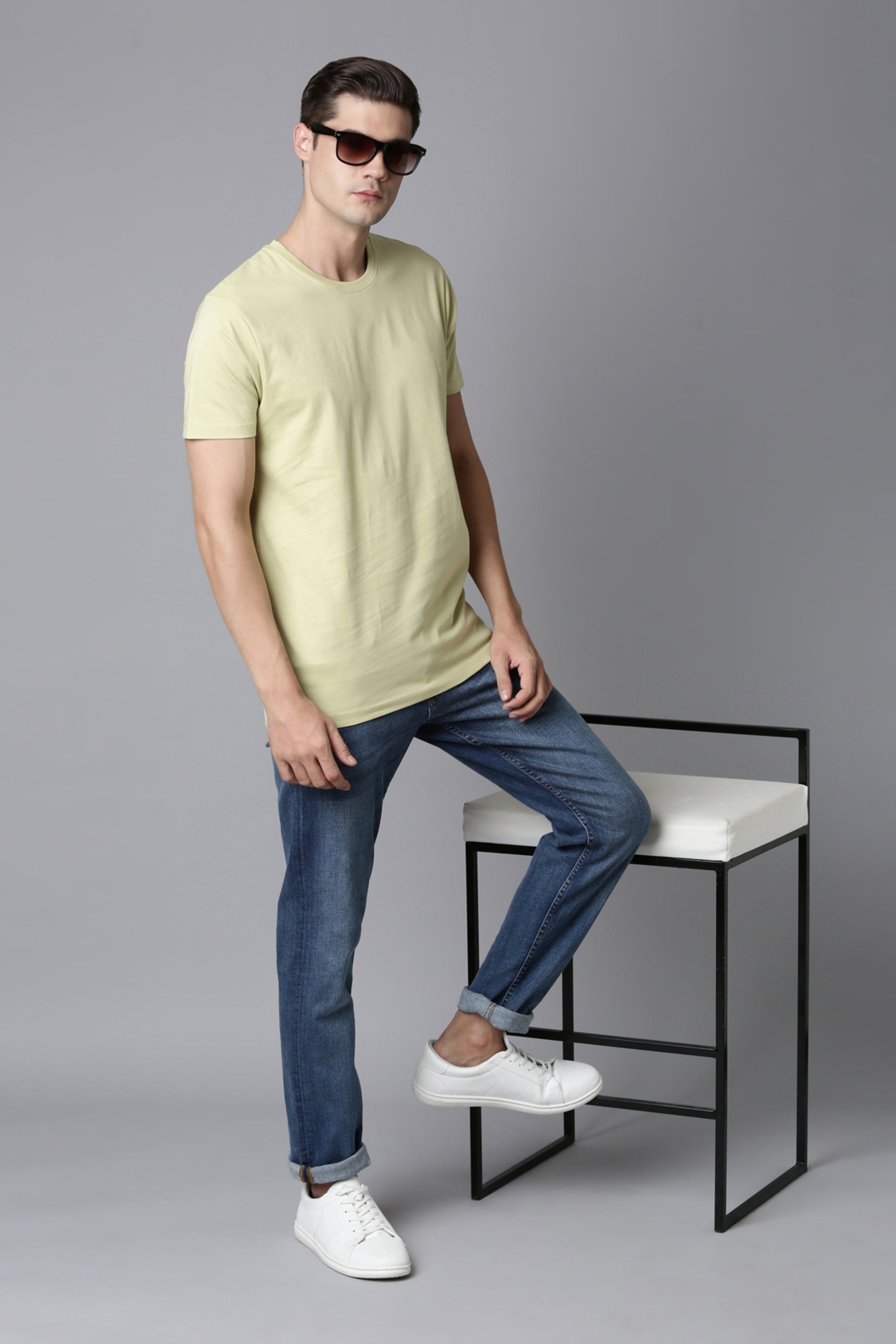 Pastel Yellow Cotton IQ Basics T-SHIRT Maxzone Clothing