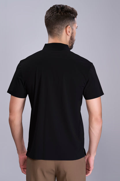 Black - Stitchless Zip Polo T-shirt