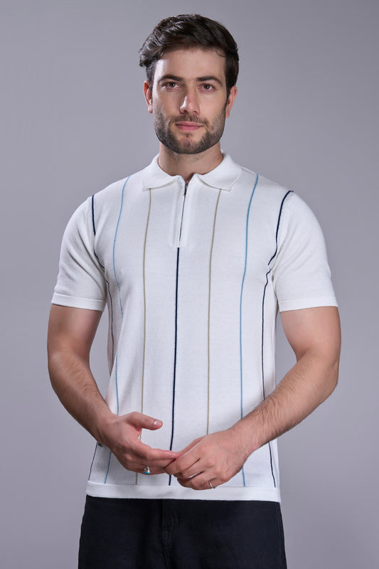 Powder White - Luxe Knitted Polo